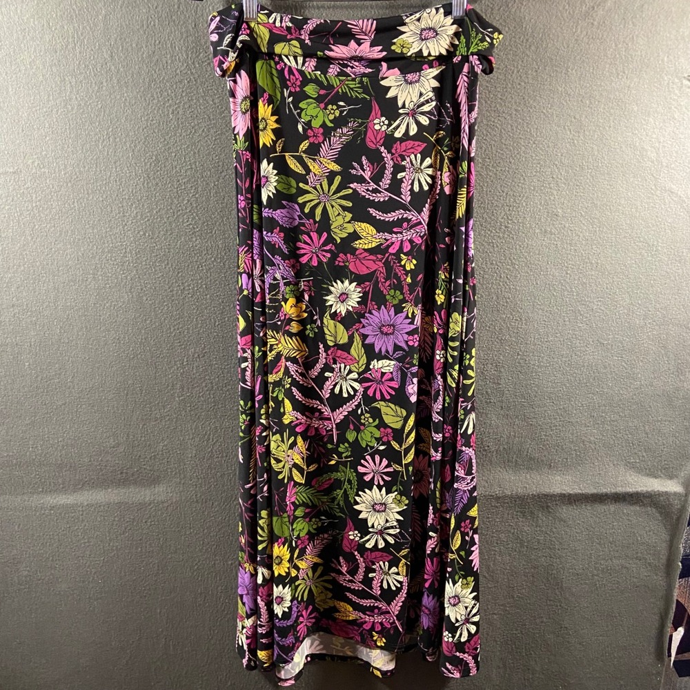 floral Maxi Skirt Black XL stretch whimsigoth fairy grunge boho botanical hippie - Picture 5 of 7